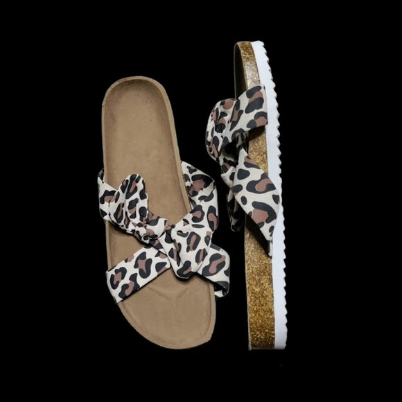 Zulily Women's Leopard Animal Print Bow Accent Sandals NWOT - Picture 4 of 5